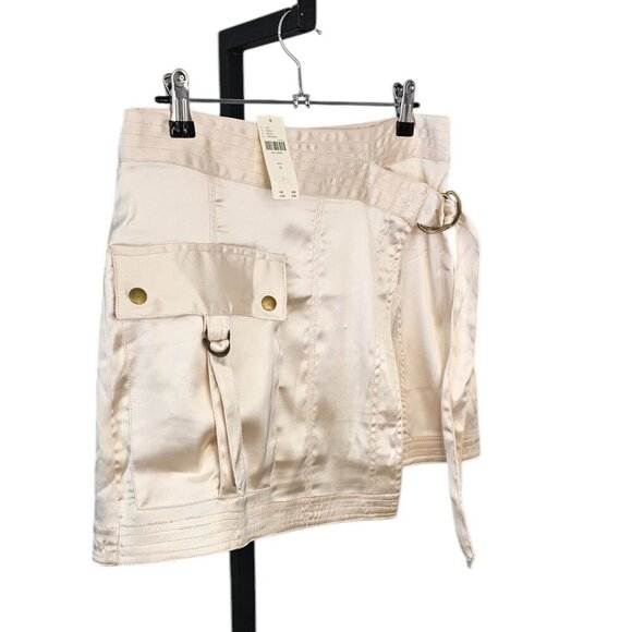 Anthropologie Silky Utility Cargo Mini Skirt Pink Wrap Size 6 NWT - Picture 3 of 9